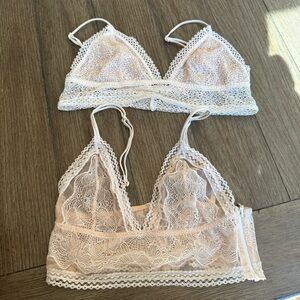 White and nude Victoria secret bralettes